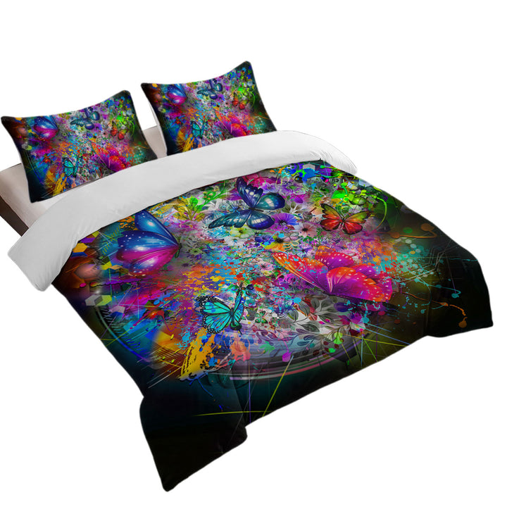 Twin xl Duvet Covers with Cool Butterflies and Flowers Craziness