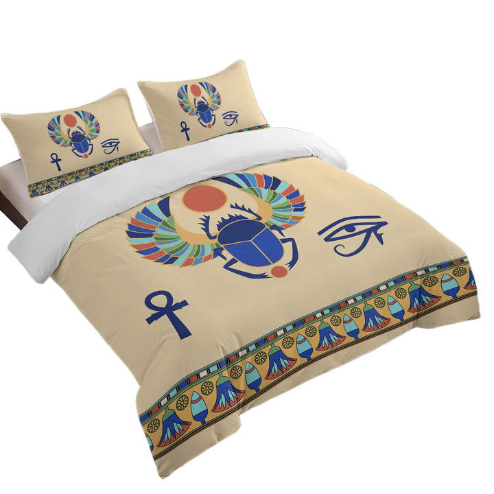 Twin xl Duvet Covers with Cool Multi Colored Egyptian Symbols