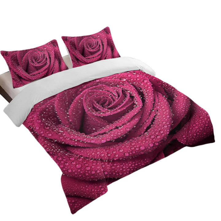 Twin xl Duvet Covers with Dew Covered Rosy Rose