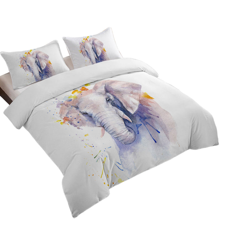 Twin xl Duvet Covers with Watercolor Painting Purplish Elephant
