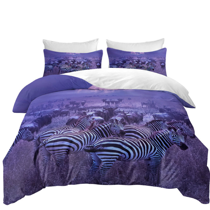 Twin xl Duvet Covers with Wildebeest and Zebra in the Wild