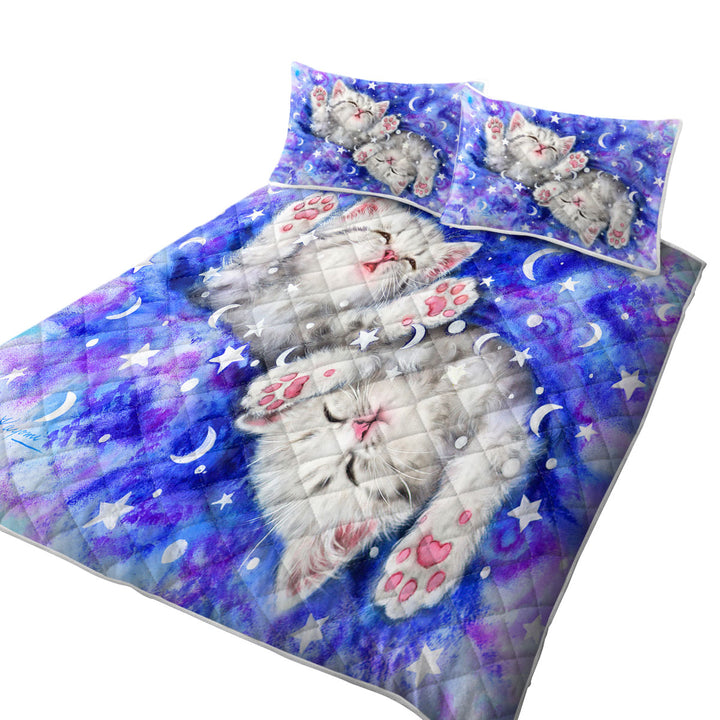 Two Grey Kitty Cats Sweet Slumber Night Coverlet