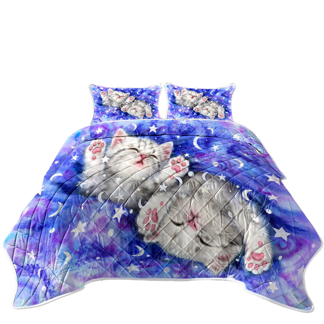Two Grey Kitty Cats Sweet Slumber Night Coverlets