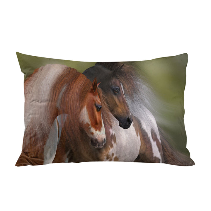 Two Hearts Horse Art Two Charming Horses Pillowcase