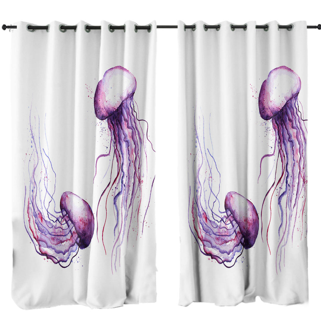 Two Purple Jellyfish Curtains