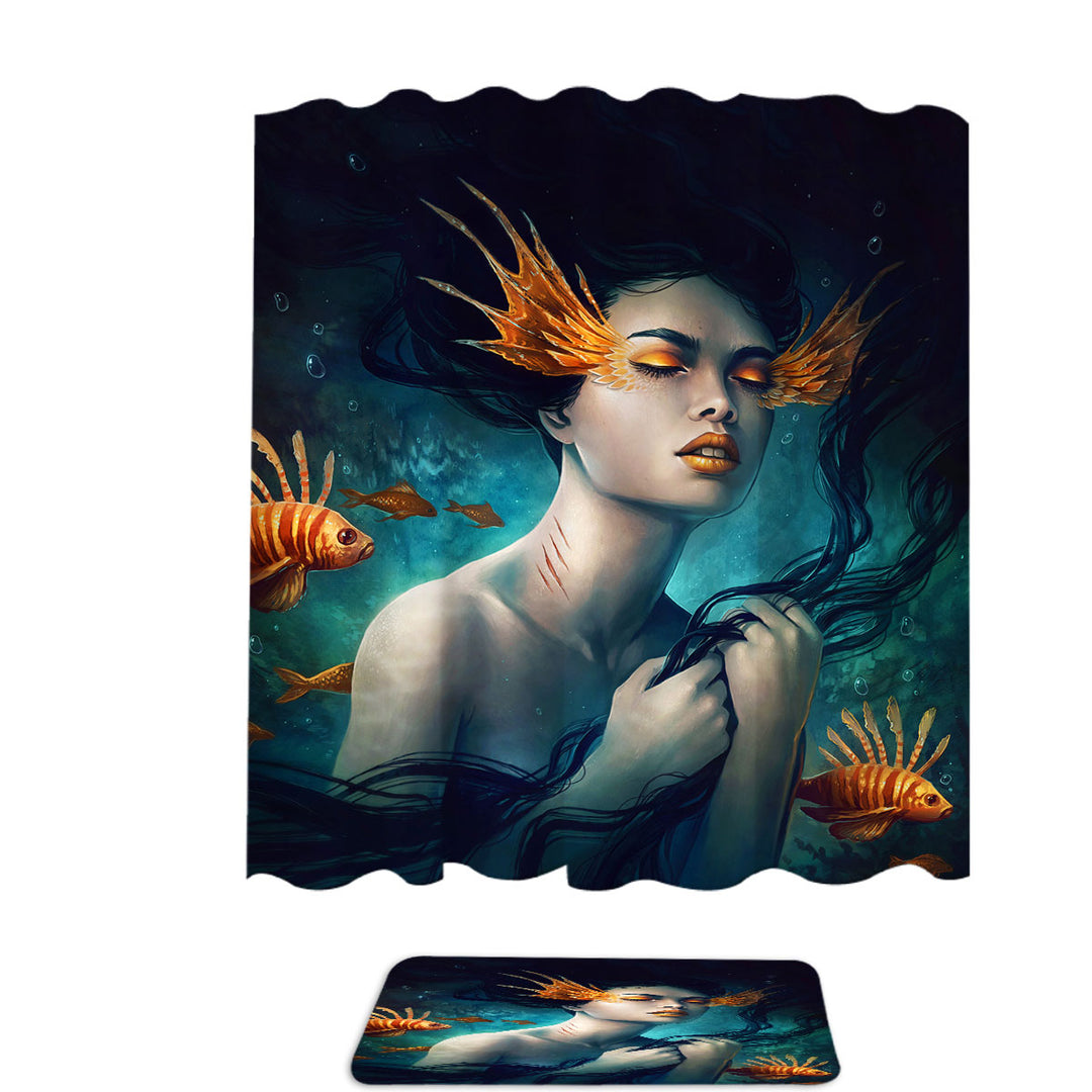Underwater Fantasy Fish and Mermaid Shower Curtains and Bathroom Rugs