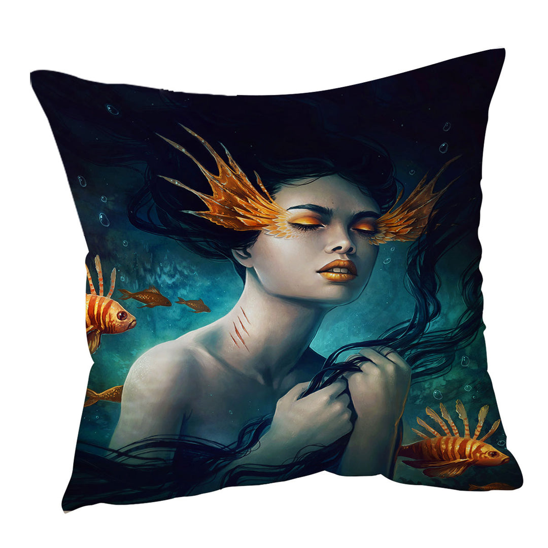 Underwater Fantasy Fish and Mermaid Throw Pillows Covers