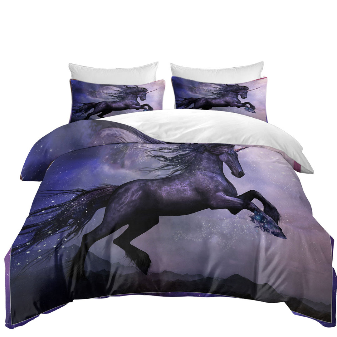 Unicorn Art the Magical Dance of the Black Unicorn California King Duvet Cover