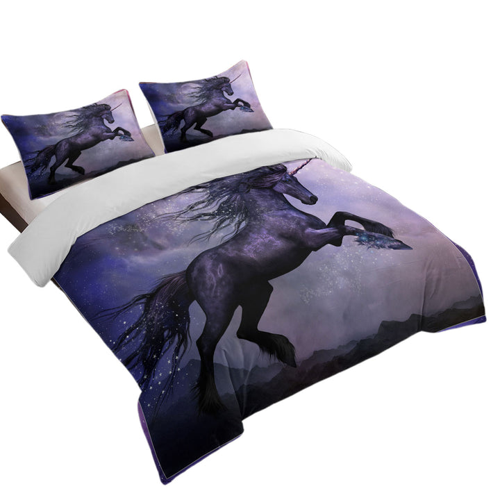 Unicorn Art the Magical Dance of the Black Unicorn Coverlet