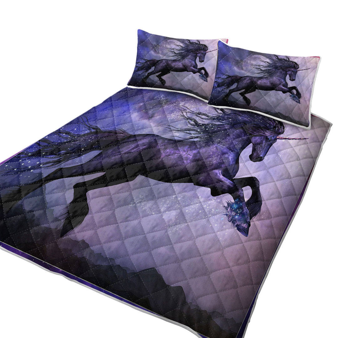 Unicorn Art the Magical Dance of the Black Unicorn Coverlets