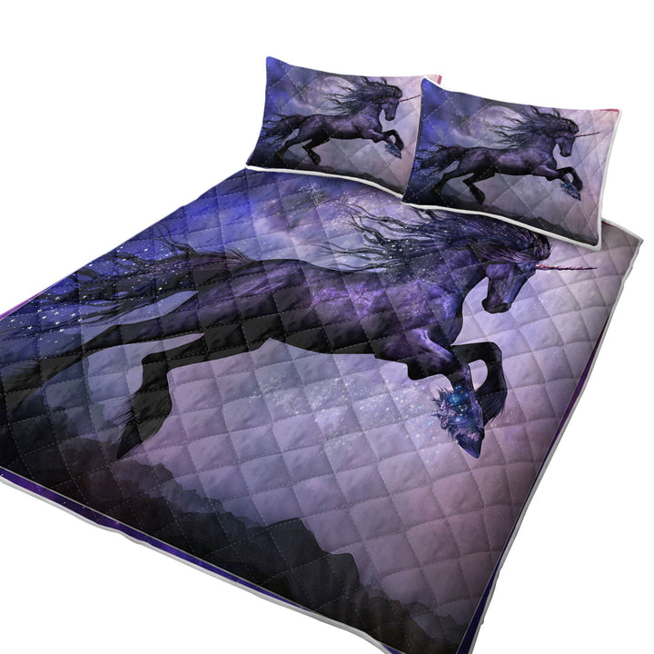 Unicorn Art the Magical Dance of the Black Unicorn Coverlets