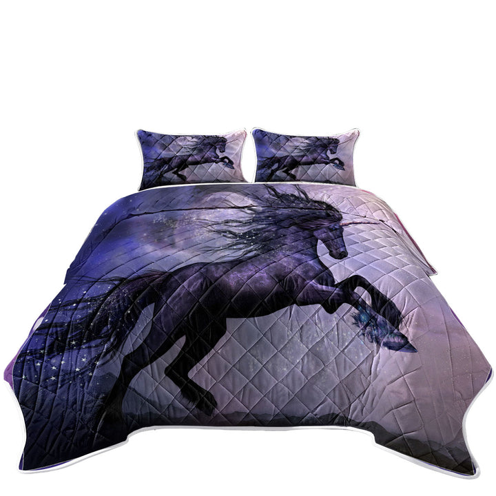 Unicorn Art the Magical Dance of the Black Unicorn Quilt