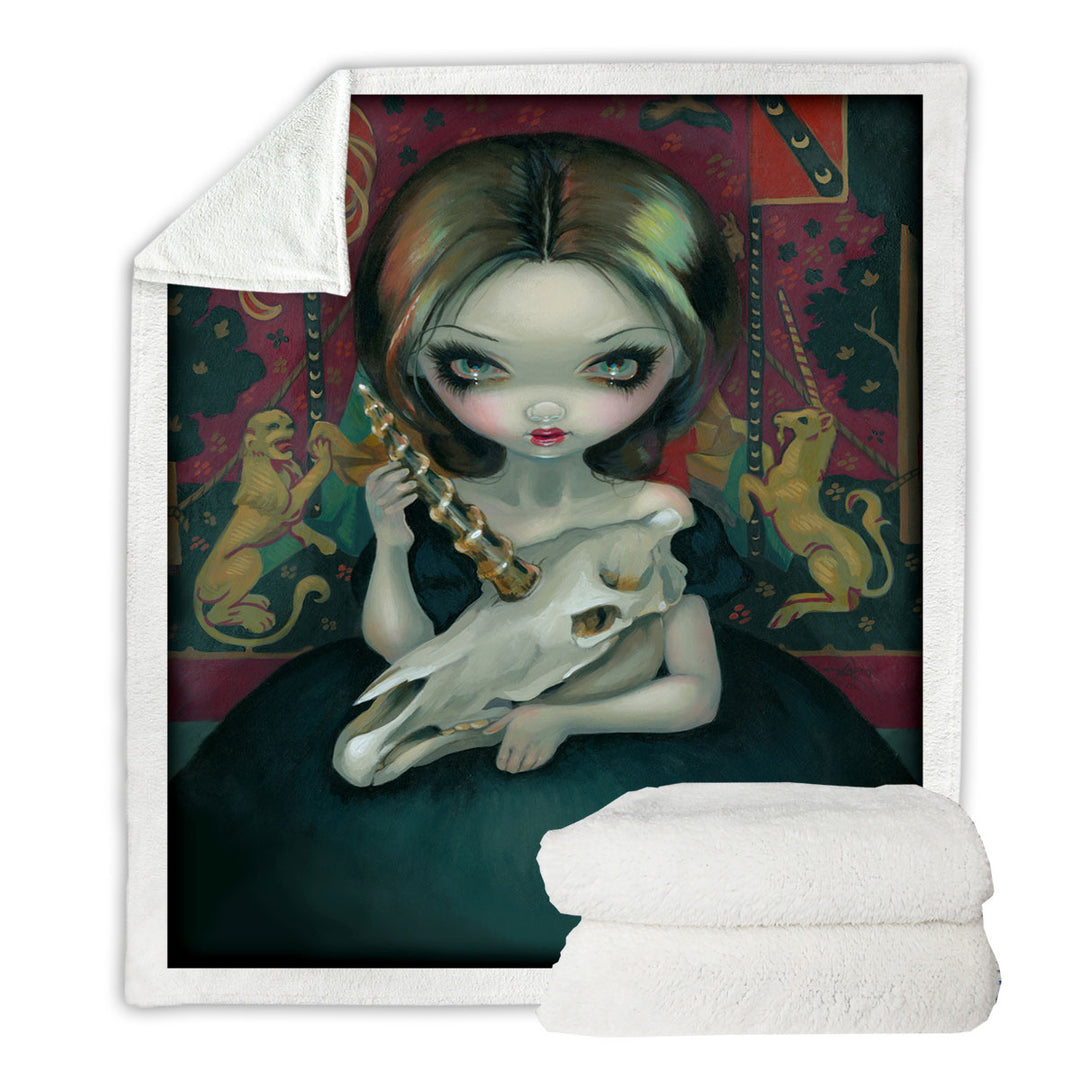 Unicorn_s Ghost Melancholy Goth Girl Holds a Skull Throws