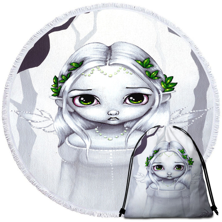 Unique Beach Towels The Last Leaves Winter Sweet Angelic Fairy