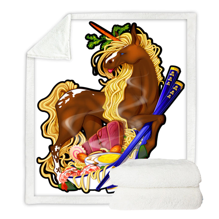 Unique Blankets Ramen Noodles Chopsticks Funny Unicorn