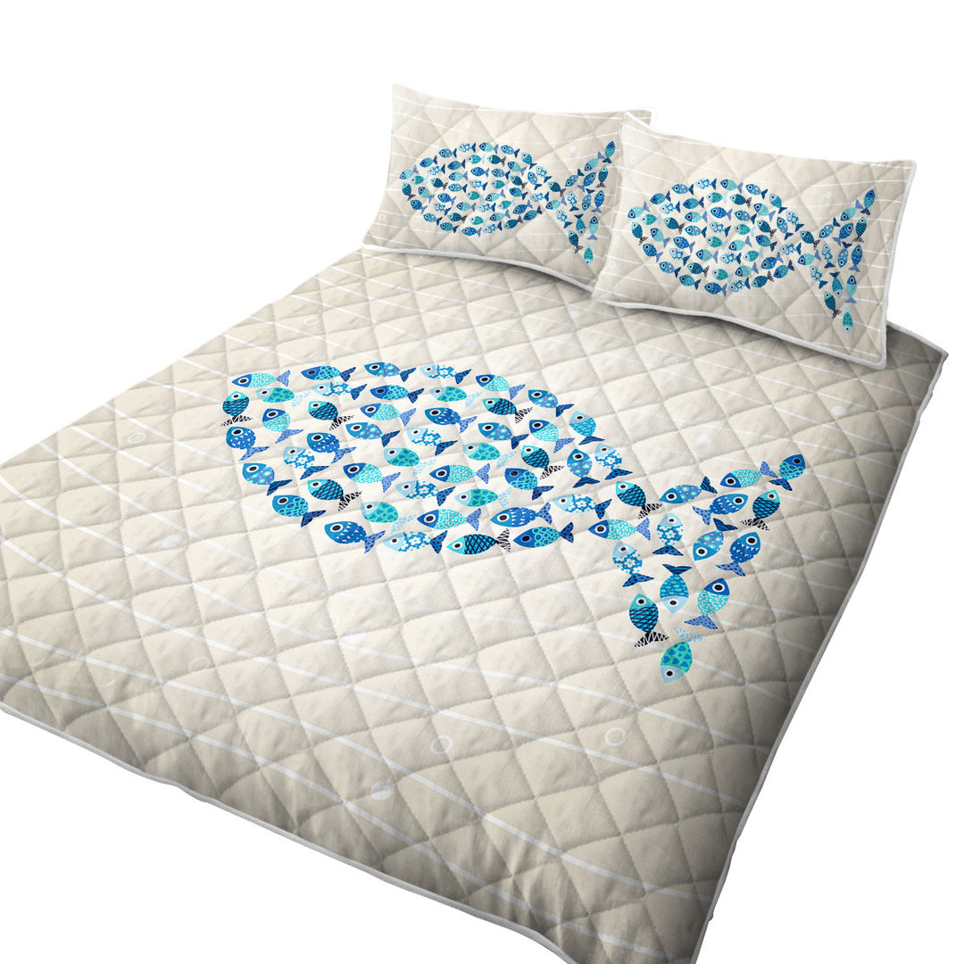 Unique Blue Turquoise Fish of Fish Coverlets