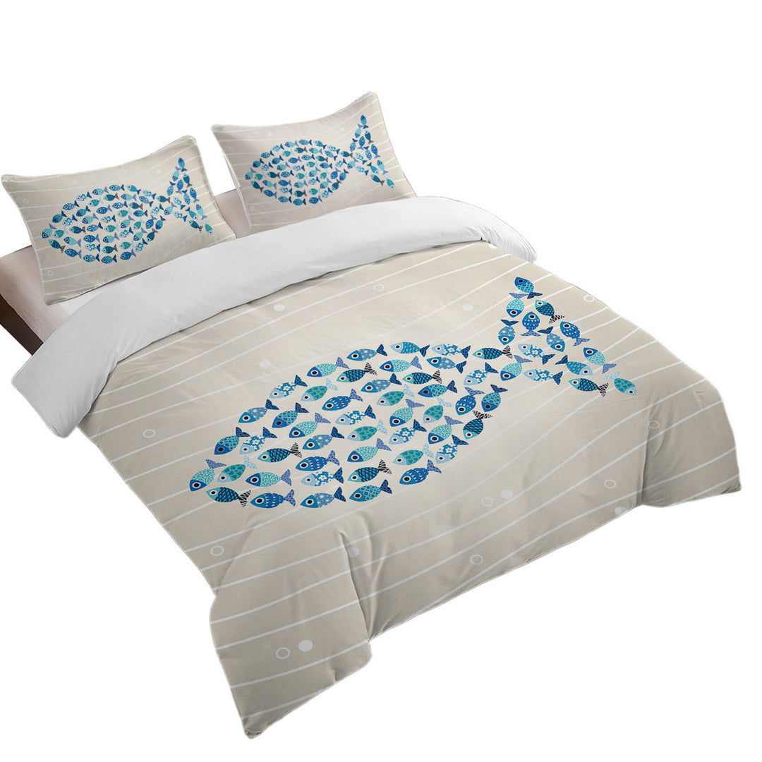 Unique Blue Turquoise Fish of Fish Duvet Cover