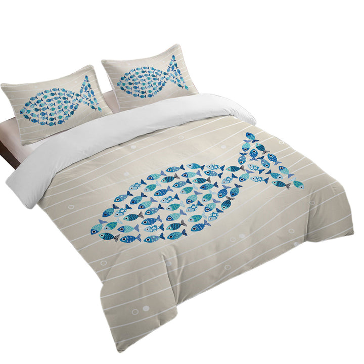Unique Blue Turquoise Fish of Fish Duvet Cover