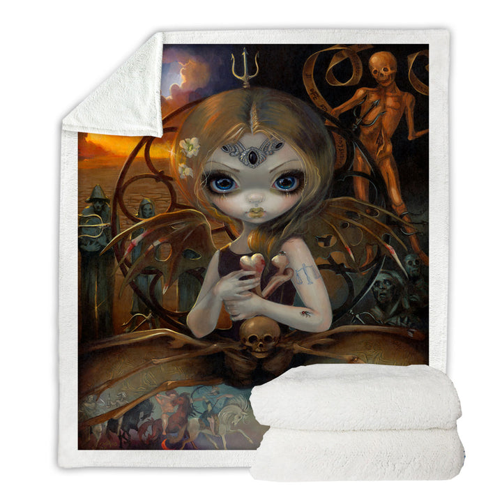 Unique Fleece Blankets Fine History Art Unseelie Court Famine Spider Fairy
