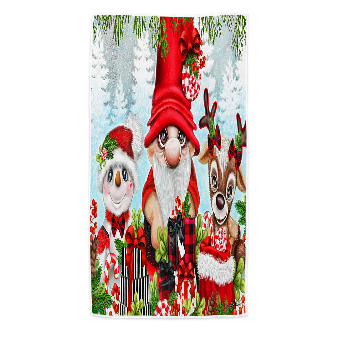 Unique Microfibre Beach Towels for Christmas Gnome Snowman and Reindeer