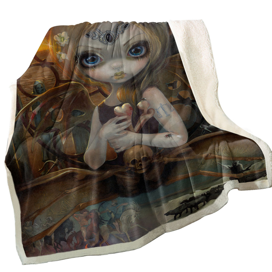 Unique Throw Blankets Fine History Art Unseelie Court Famine Spider Fairy