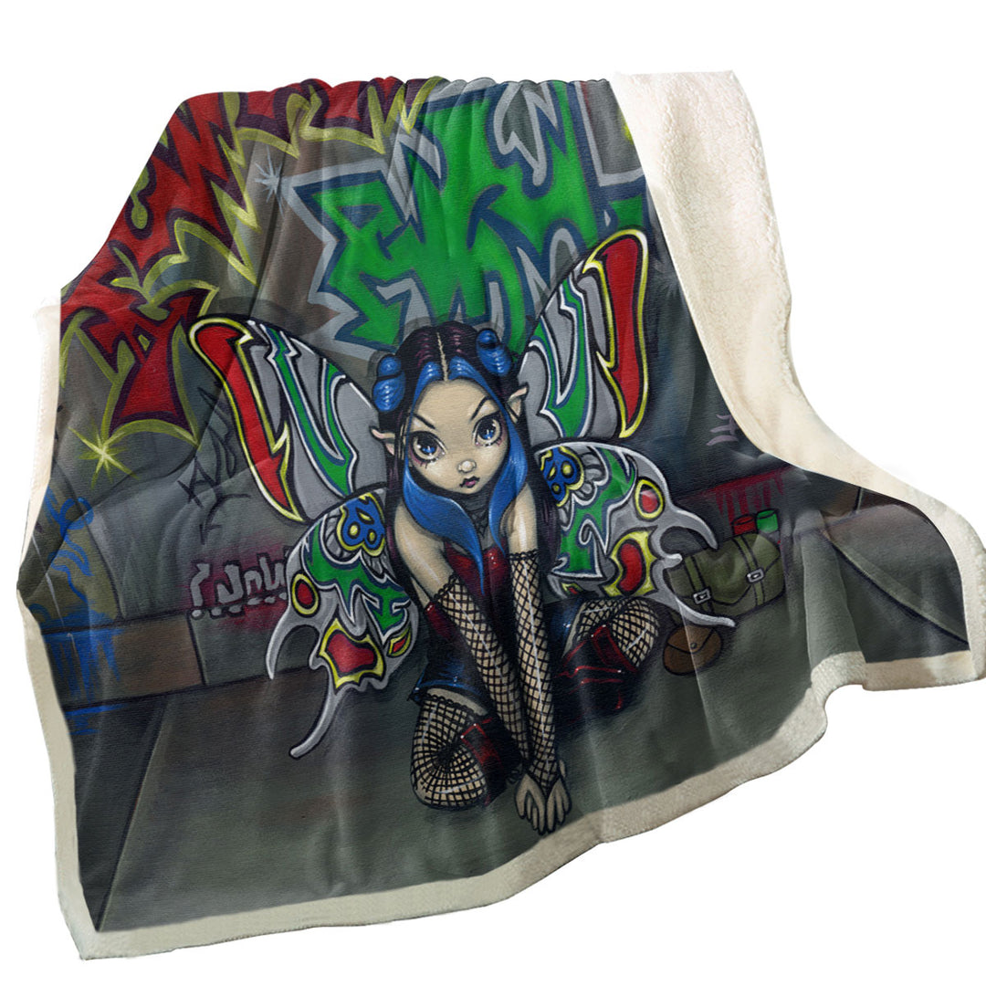 Unique Throws Camouflage Urban Fairy in a Graffiti Alley