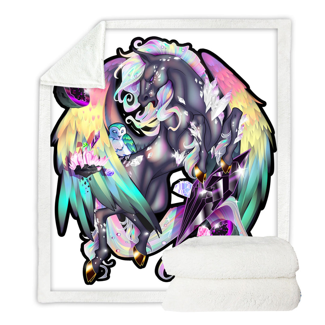 Unique Throws with Fantasy Art Owl and Rudicorn