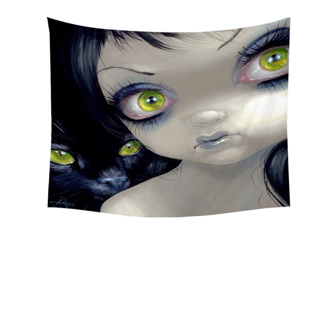 Unique Wall Decor Faces of Faery _170 Beautiful Cat Eyes Girl Tapestry