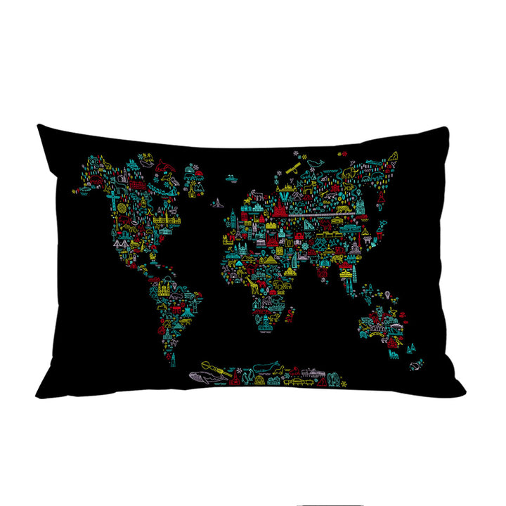 Unique World Map Pillow Case Covers