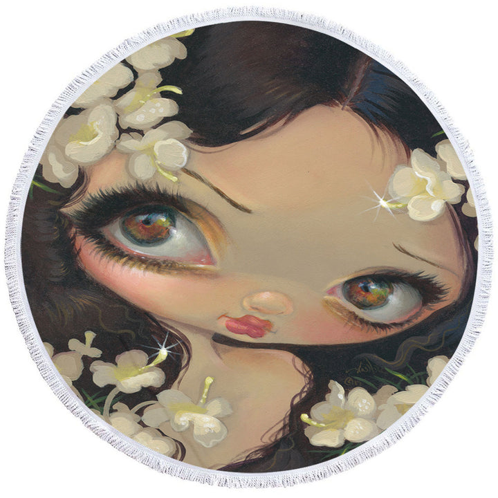 Unusual Beach Towels of Poisonous Beauties Hemlock Girl and Flowers