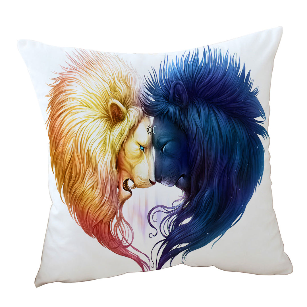 Unusual Cushion Covers Day and Night Yin Yang Brotherhood Lions