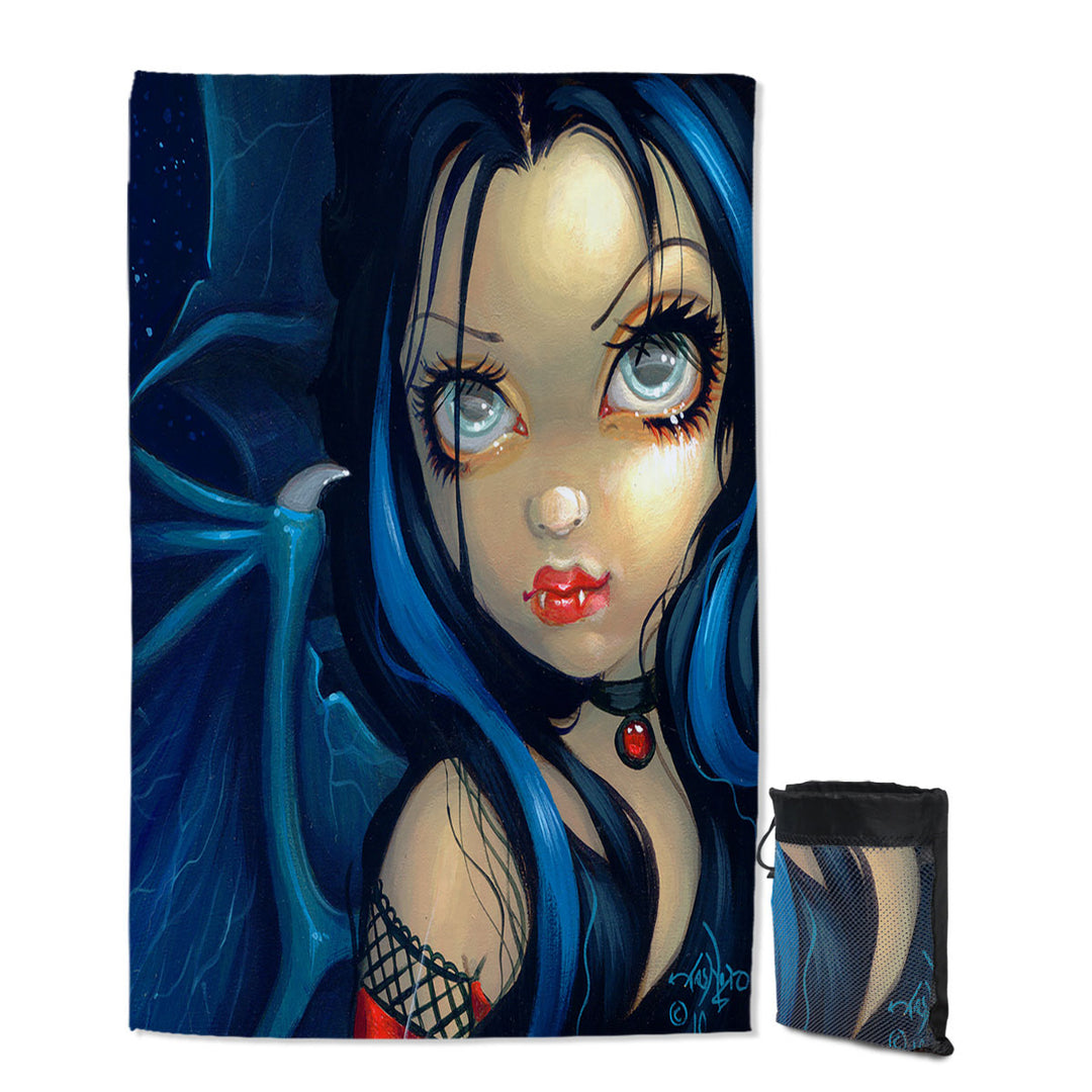 Vampire Lightweight Beach Towel Faces of Faery _113 Vampire Dragon Winged Girl