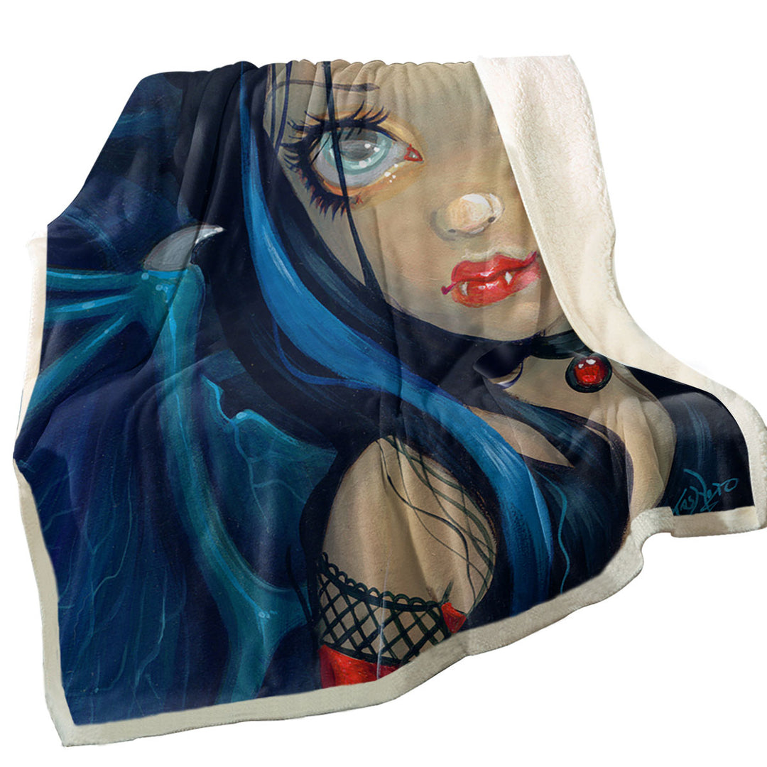 Vampire Sherpa Blanket Faces of Faery _113 Vampire Dragon Winged Girl