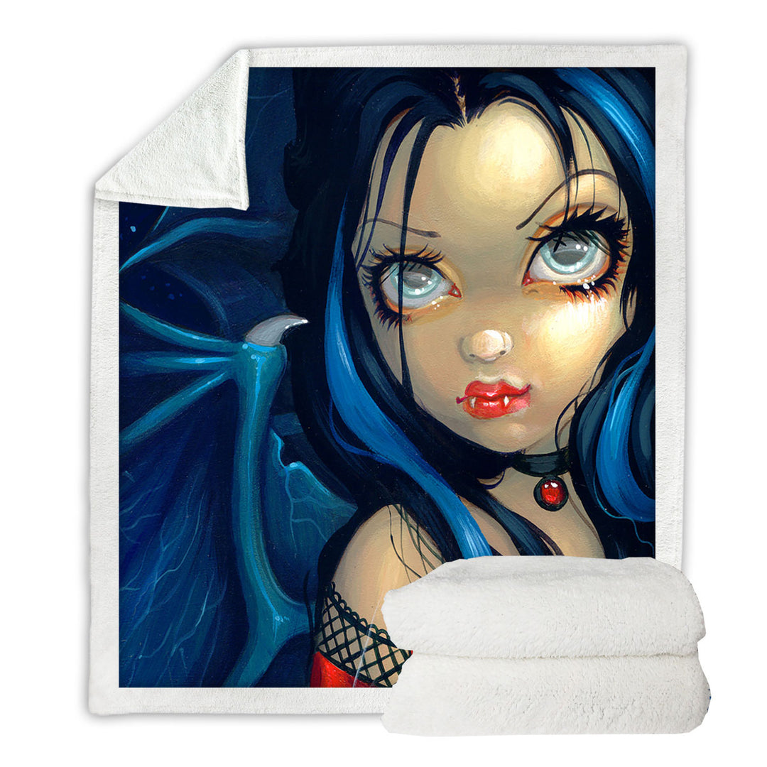 Vampire Throw Blanket Faces of Faery _113 Vampire Dragon Winged Girl