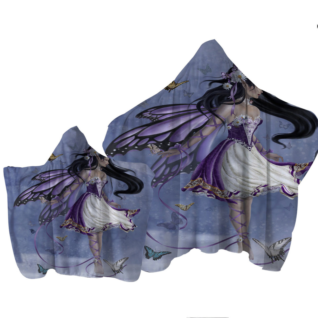 Violet Melody Purple Butterfly Fairy Girl Towel with Hood
