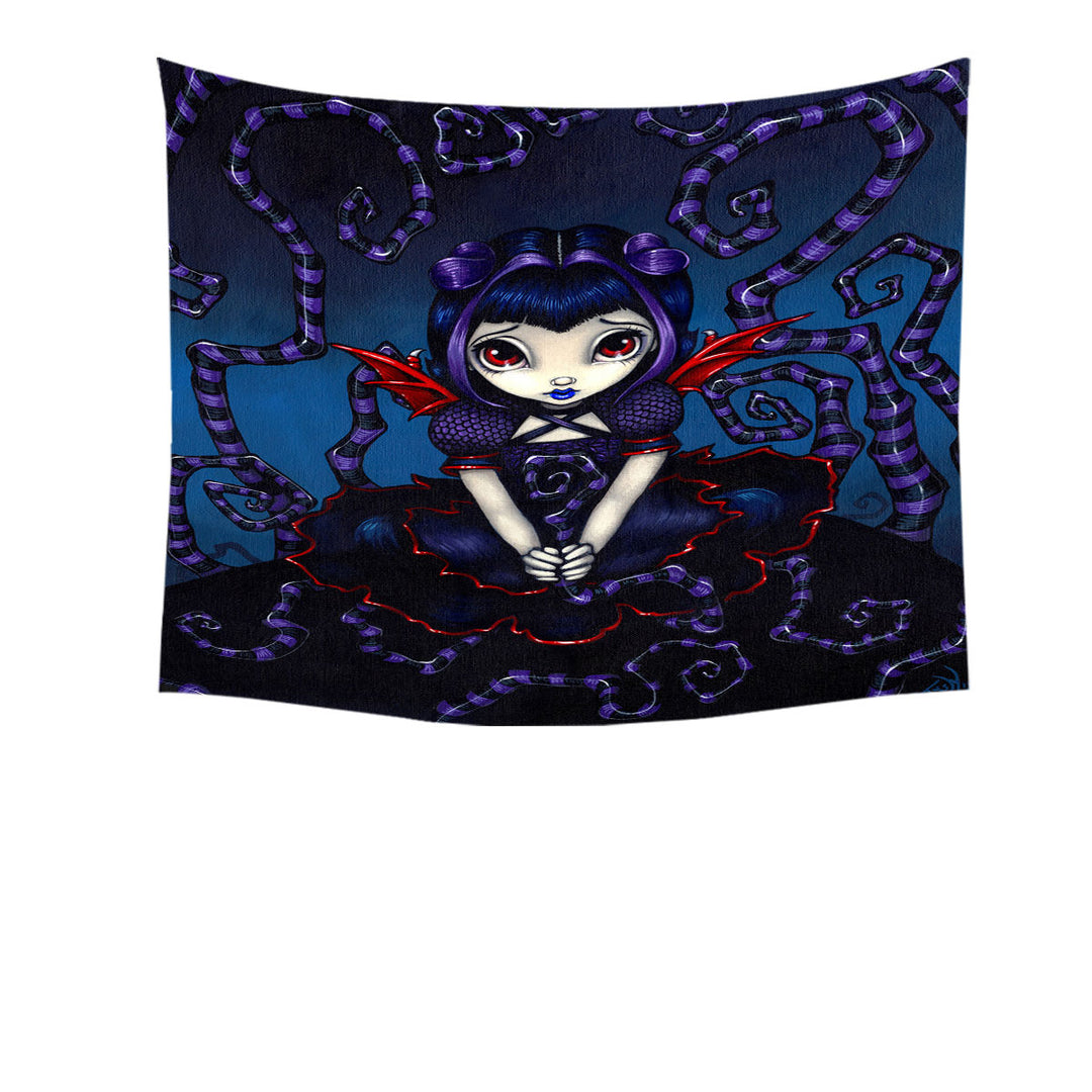 Violet Sometimes Cute Gothic Winged Girl Tapestry