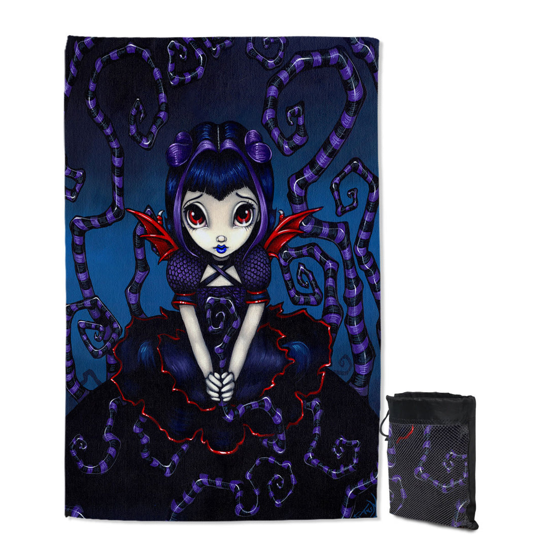 Violet Sometimes Cute Gothic Winged Girl Travel Beach Towel