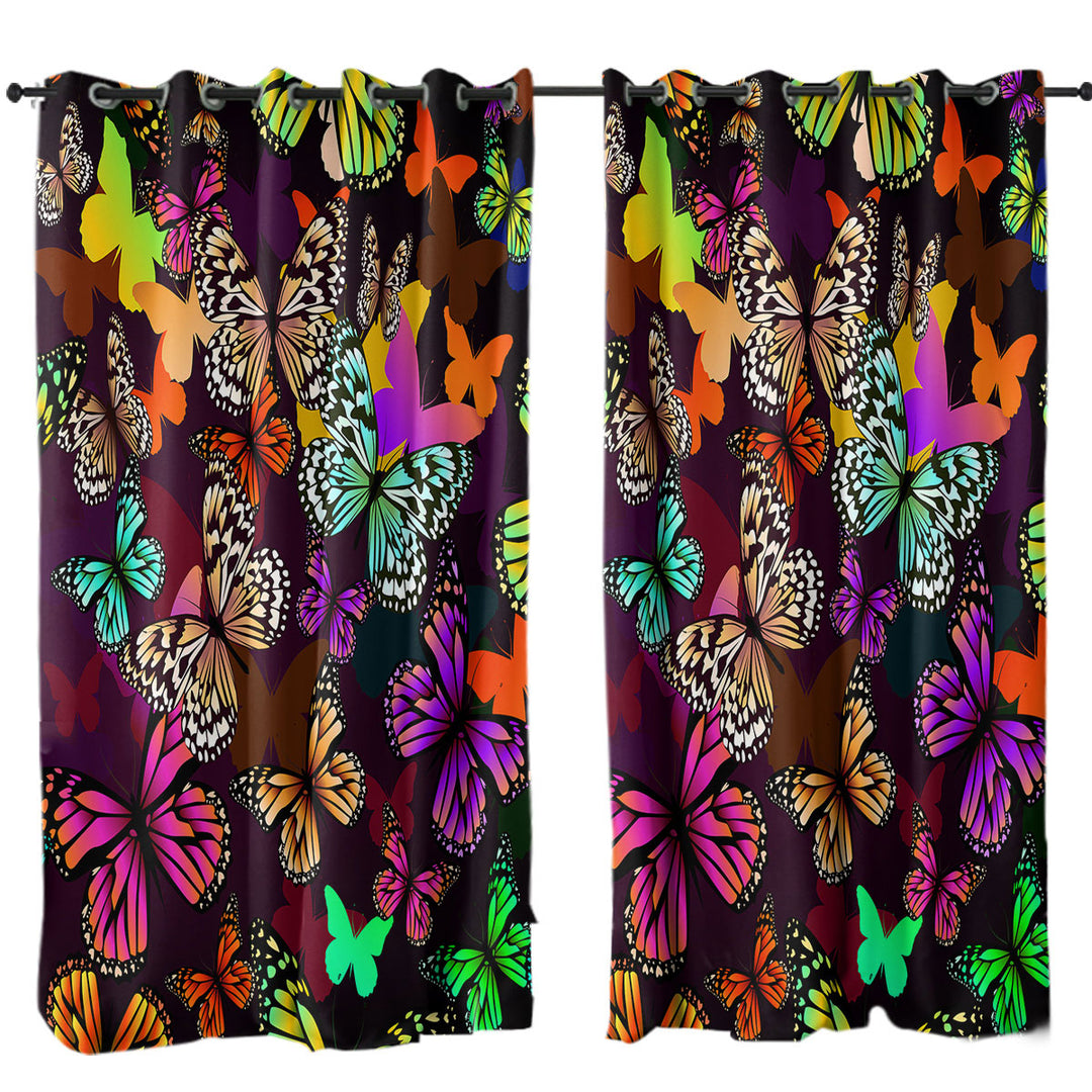 Vivid Colored Butterflies Drapes and Curtains