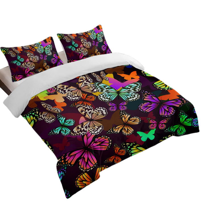 Vivid Colored Butterflies Duvet Cover
