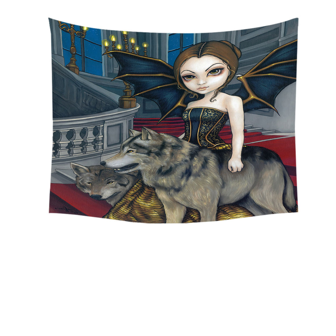 Wall Decor with Wolf Manor Elegant Fairy Walking in the Mansion