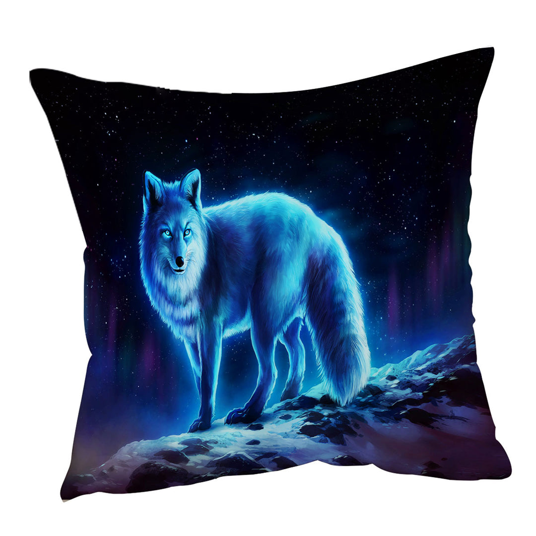 Wanderer Night Sky Winter Wolf Pillow Cover