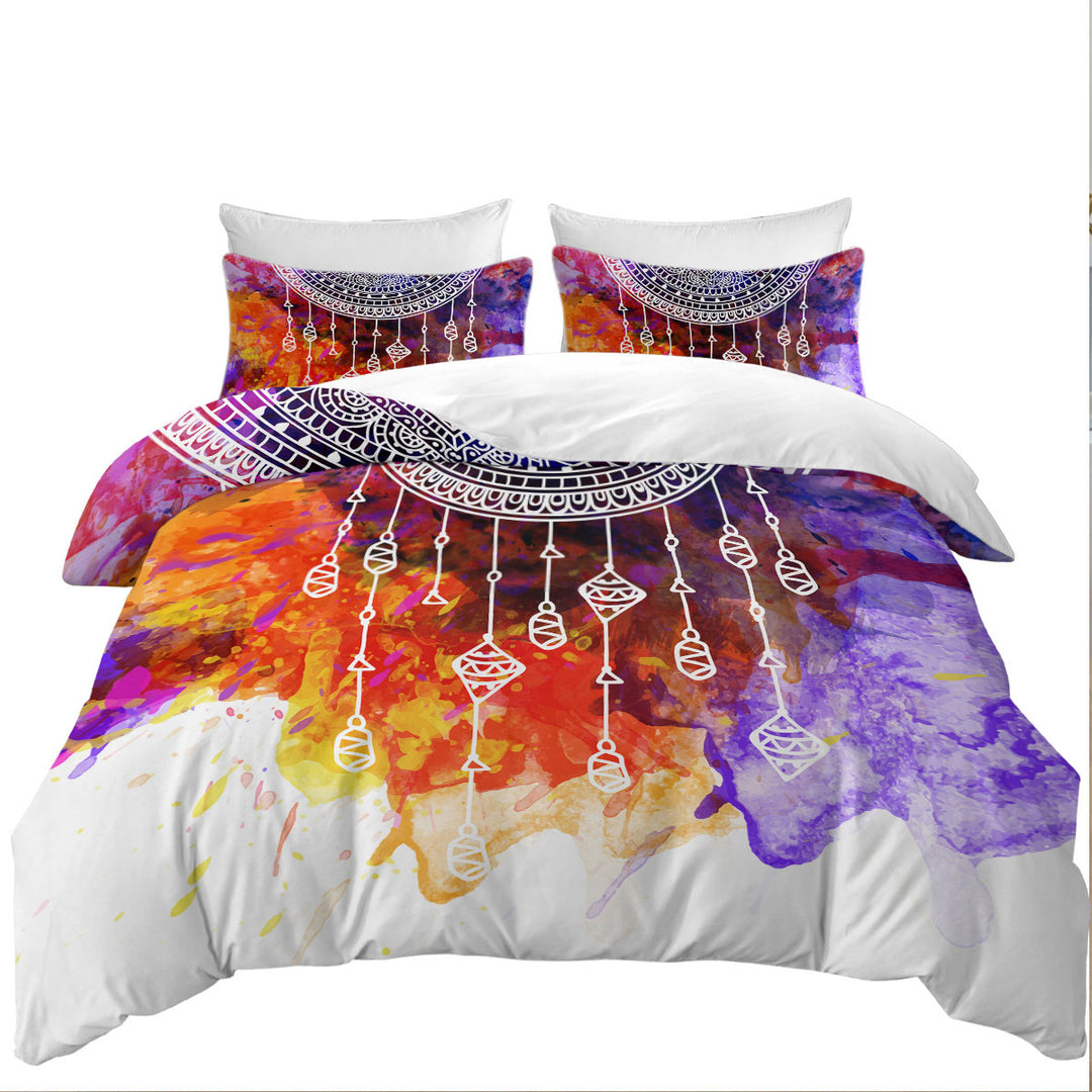 Water Colored and Mandala Oversized King Duvet Cover
