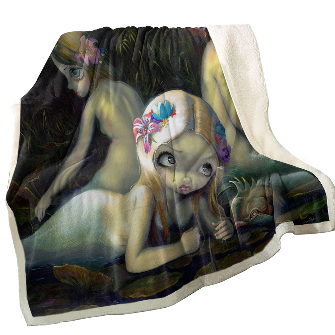 Water Elementals Beautiful Nymphs Mermaids Throw Blanket