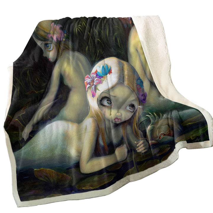 Water Elementals Beautiful Nymphs Mermaids Throw Blanket