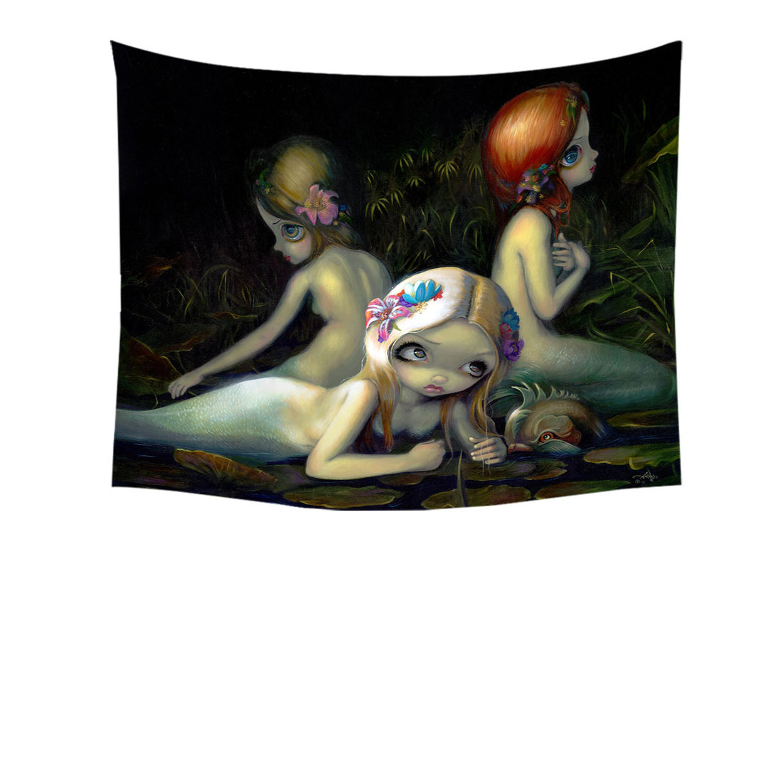 Water Elementals Beautiful Nymphs Mermaids Wall Decor Hanging Fabric on Wall