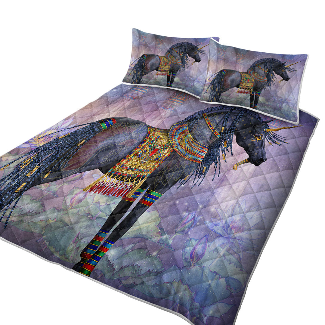 Water Lilies Black Horse Twin Quilt