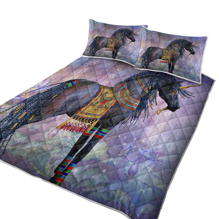 Water Lilies Black Horse Twin Quilt