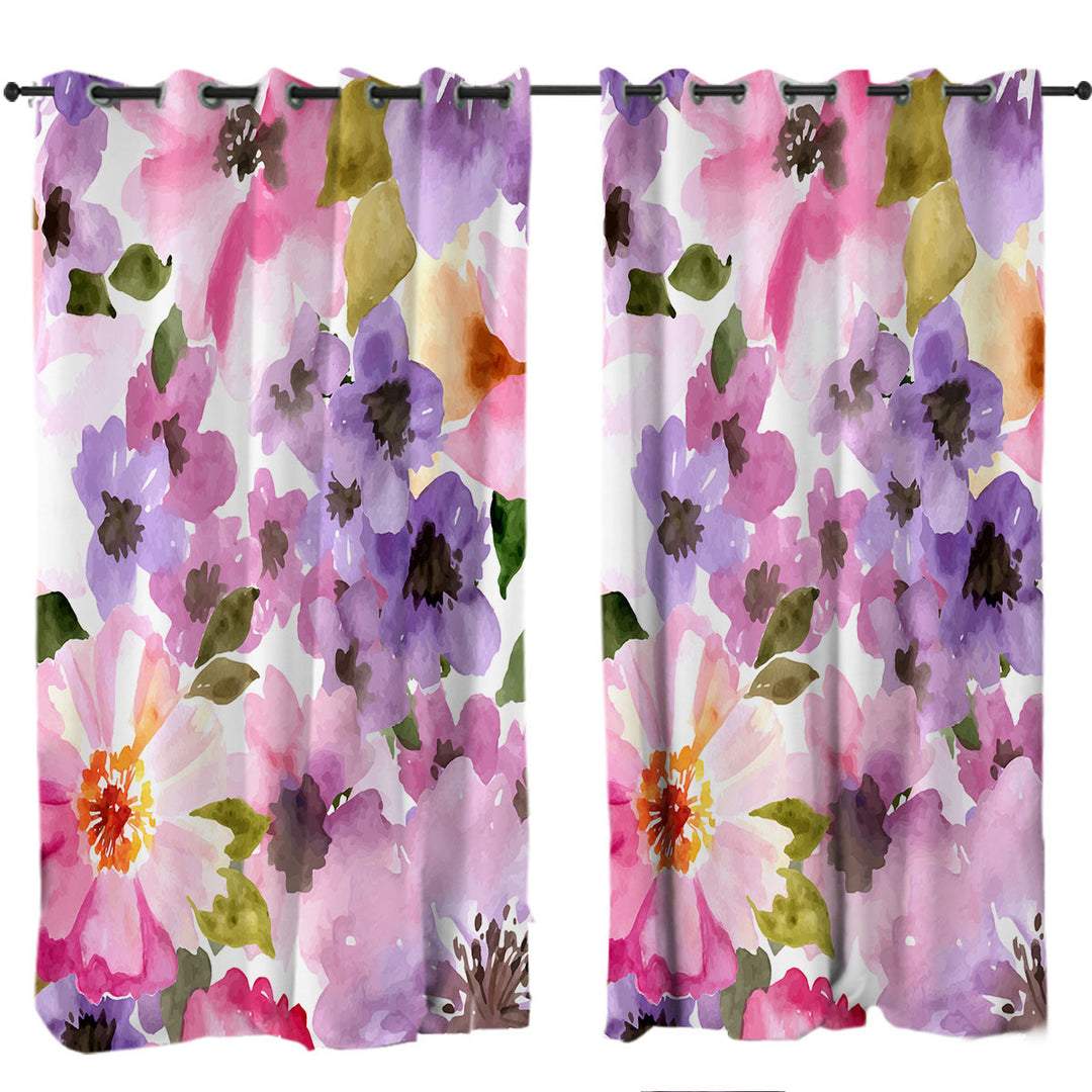 Water colored Flowers Curtain