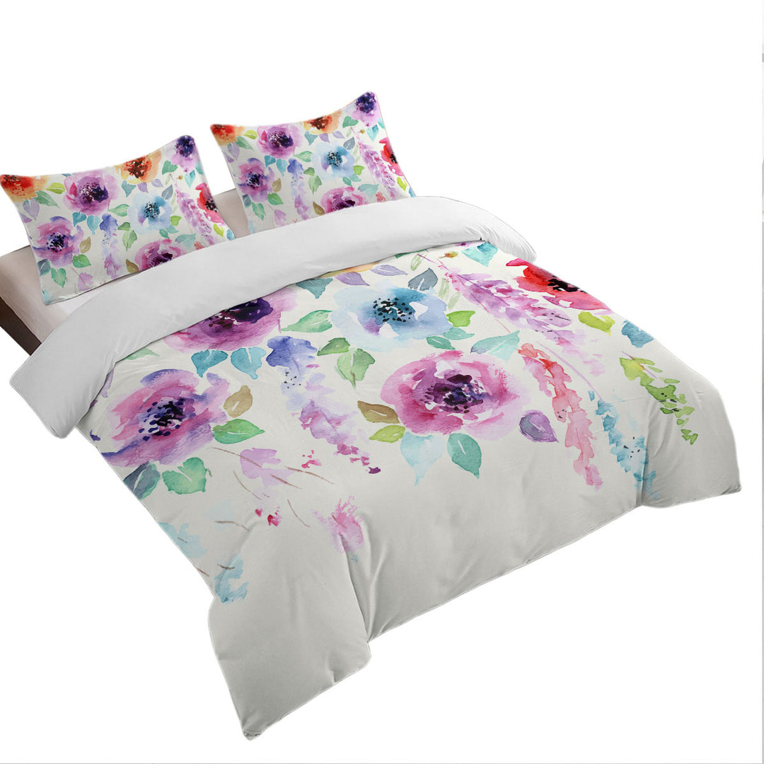 Watercolor Floral Painting Bed Covers