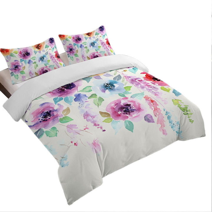 Watercolor Floral Painting Bed Covers